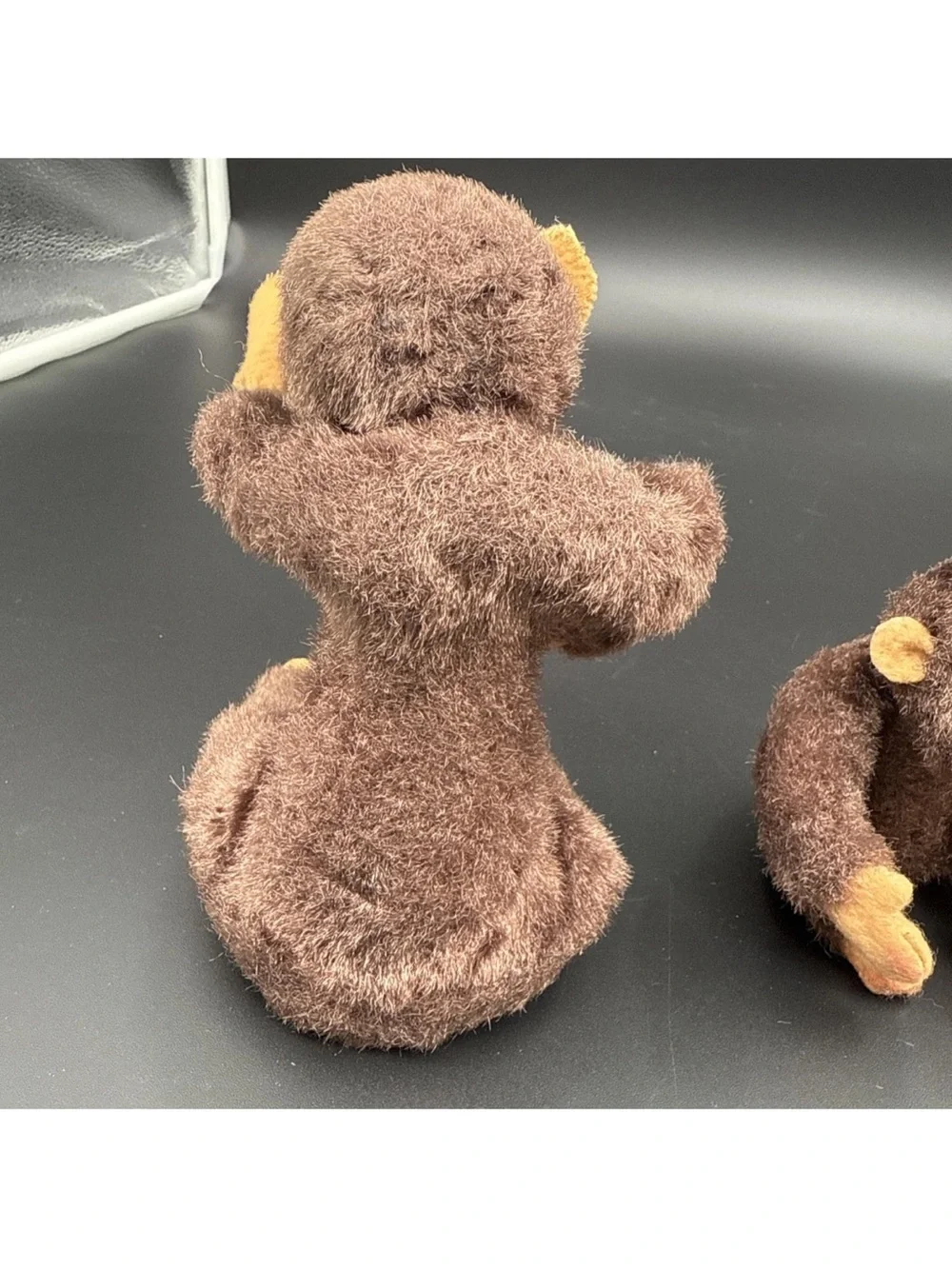 Vintage Stuffed Articulating Monkey Set Of 2 Mid Century 5” & 9” Head To Toe